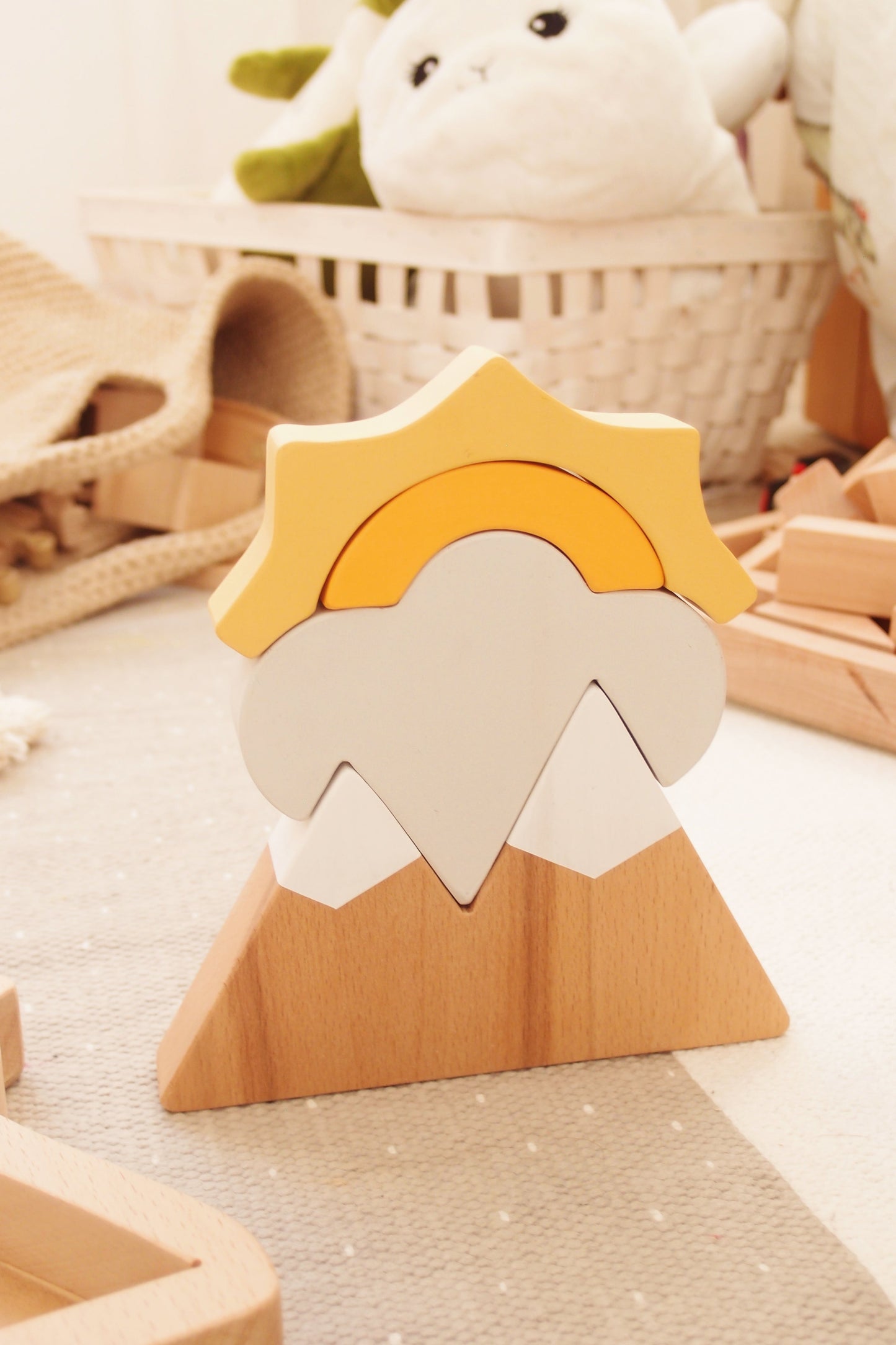 Holzpuzzle Berg Sonne